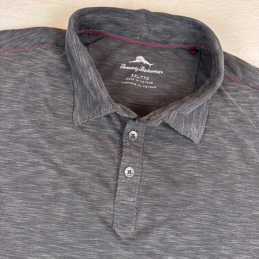 Tommy Bahama Short Sleeve Polo Shirt  Mens XXL Heather Grey